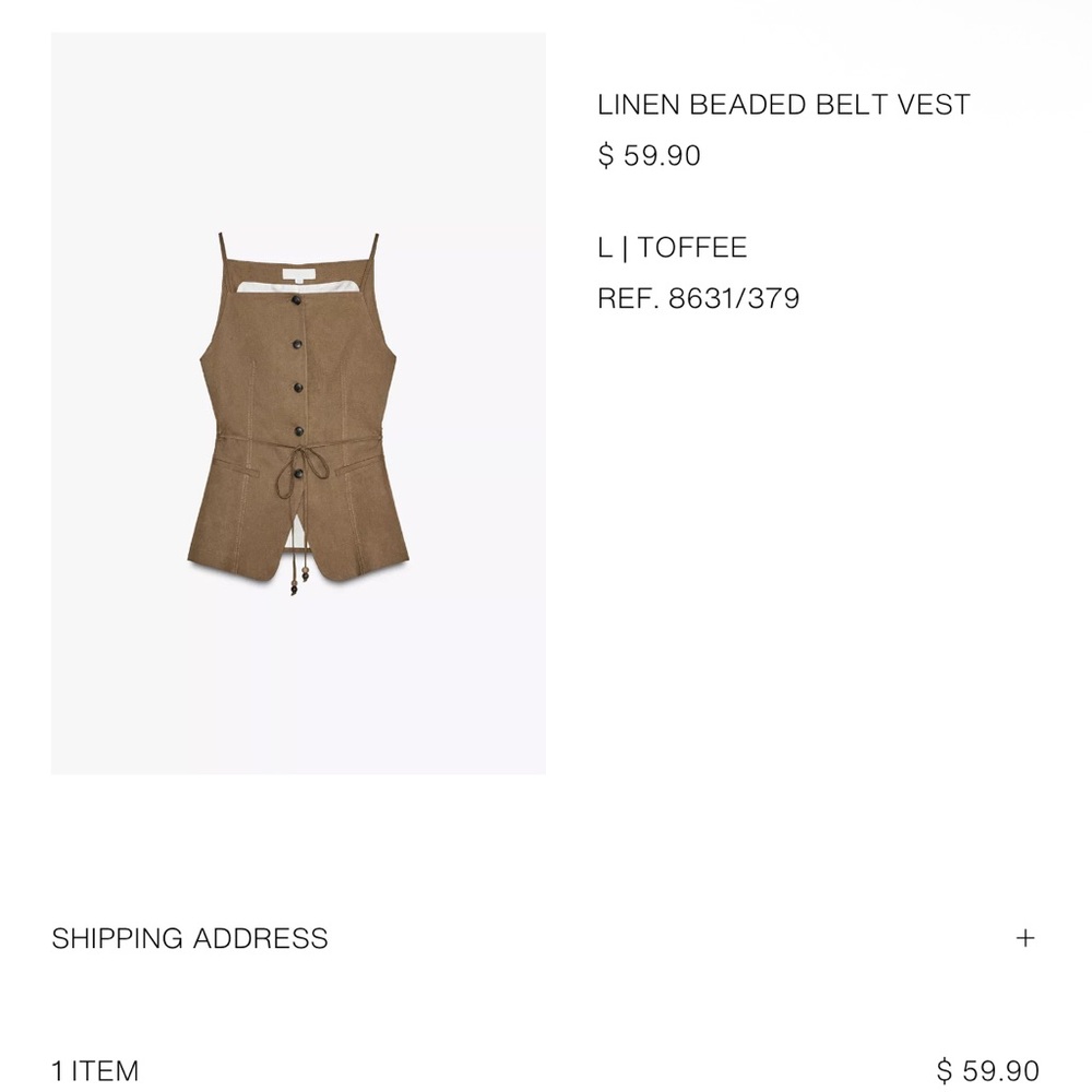 Zara Toffee Linen Vest with Beaded Belt